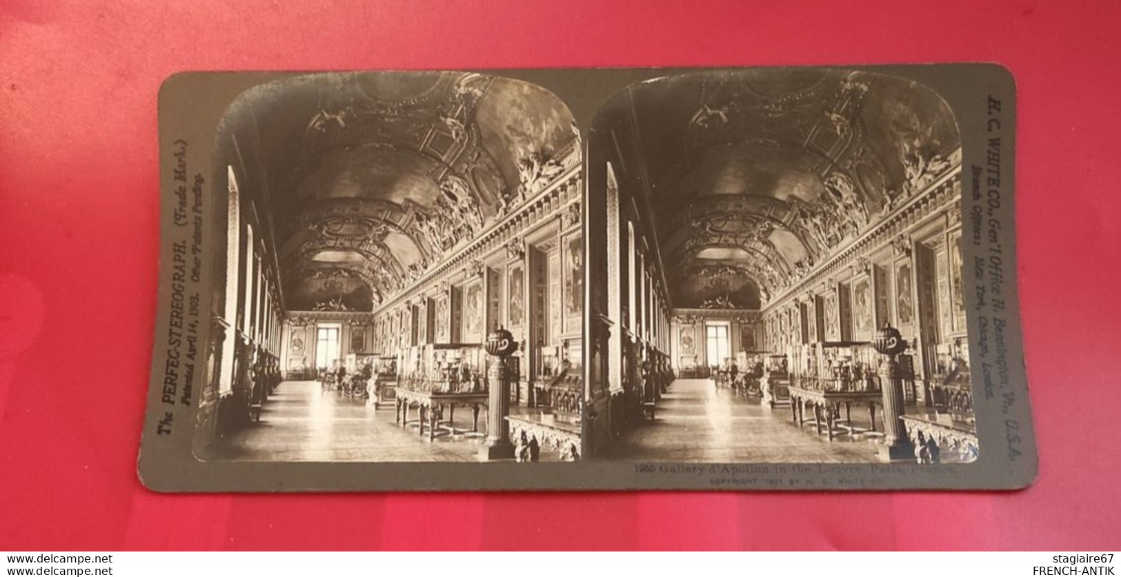 STÉRÉO H.C. WHITE CO USA GALLERY D APOLLON IN THE LOUVRE PARIS FRANCE - Stereo-Photographie