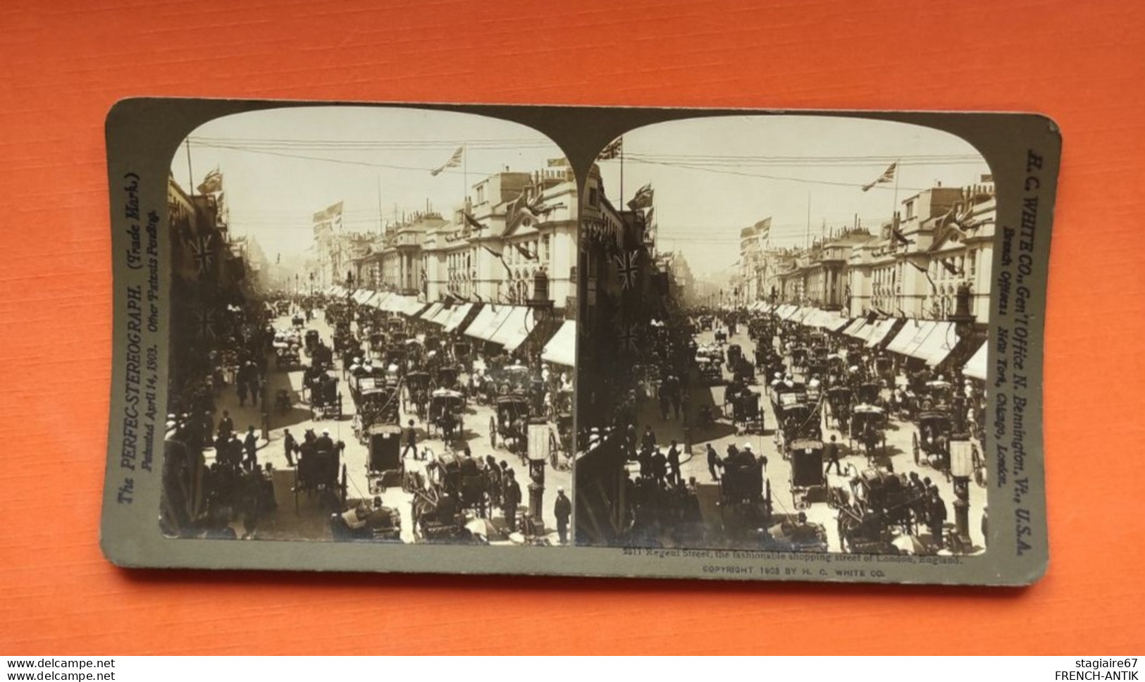 PHOTO STÉRÉO H.C. WHITE CO USA REGENT STREET THE FASHIONABLE SHOPPING STREET OF LONDON ENGLAND - Stereo-Photographie