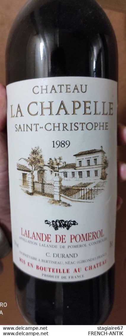 LOT 2 BOUTEILLES DE VINS 1989 CHÂTEAU LA CHAPELLE SAINT CHRISTOPHE LALANDE DE POMEROL 75 CL - Wein