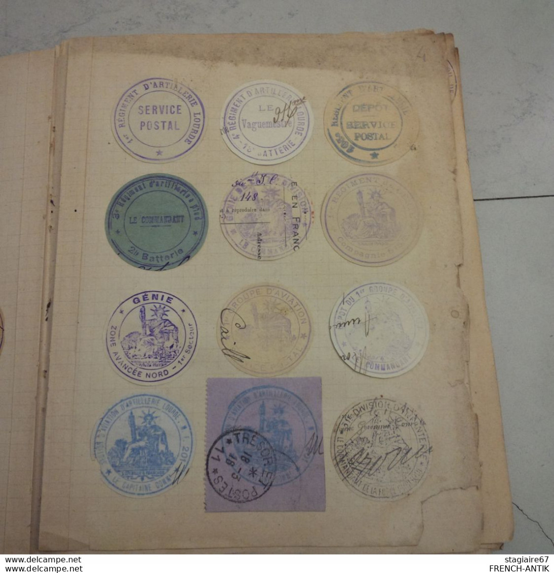 ALBUM CACHET MARCOPHILIE MILITAIRE 1914 1918 WW1 BELLE COLLECTION SUR CHARNIERE