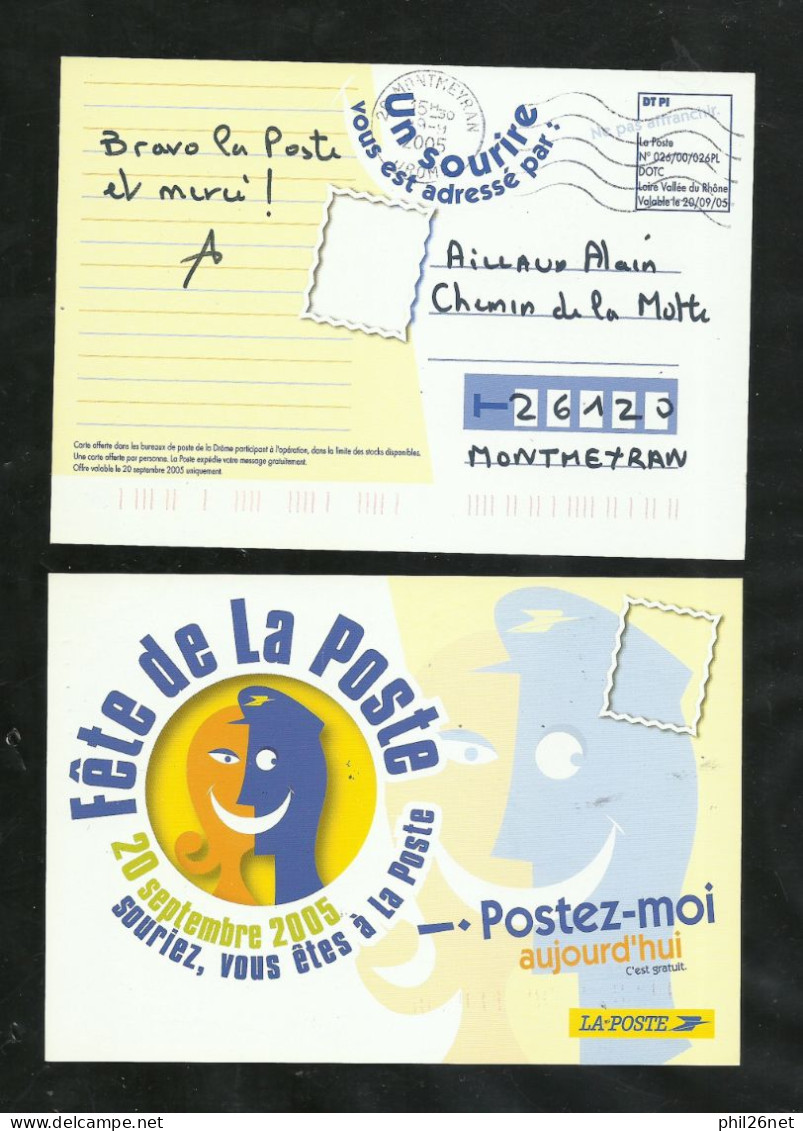 Carte Fête De La Poste Loire Vallée Du Rhône En Franchise Temporaire Le 20/09/2005 Circulée Le 19/09/2005 Rare TB - Covers & Documents