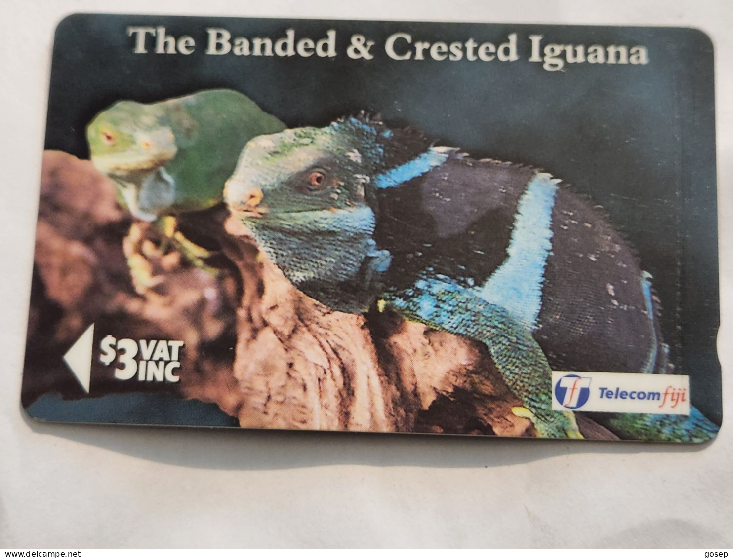 FiGI-(19FJB-FIJ-097)the Banded & Lguana(82)(1996)($3)(19FJB  002665)-(TIRAGE-150.000)-used Card+1card Prepiad Free - Fidschi