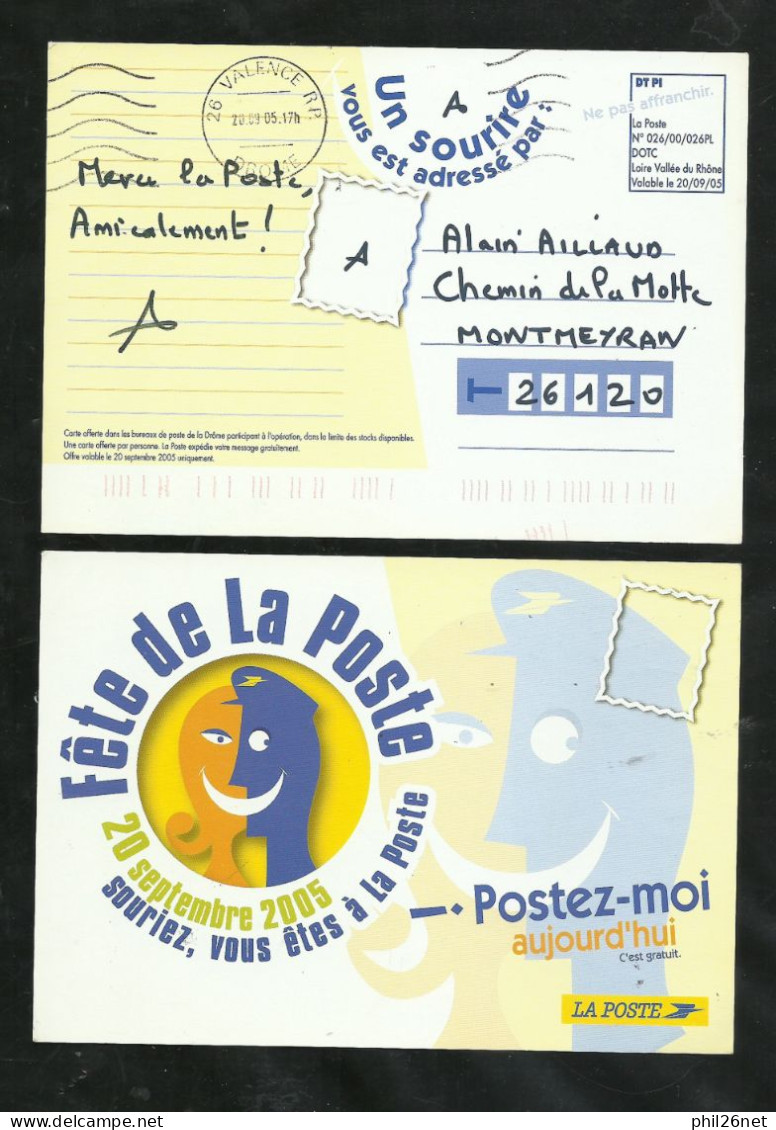 Carte Fête De La Poste Loire Vallée Du Rhône En Franchise Temporaire Le 20/09/2005 Circulée Valence  Le 20/09/2005   TB - Storia Postale