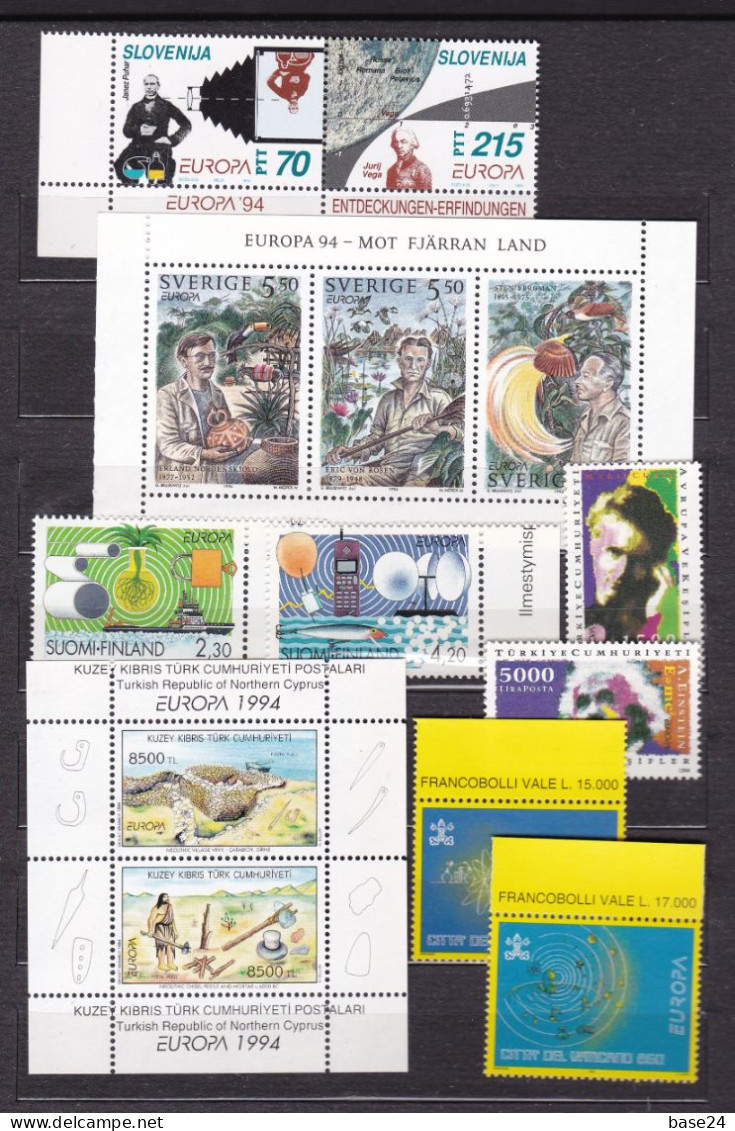 1994 EUROPA CEPT EUROPE Annata Quasi Completa: 111 Francobolli, 48 Paesi MNH** Grandi Scoperte Discoveries Nearly Compl - 1994