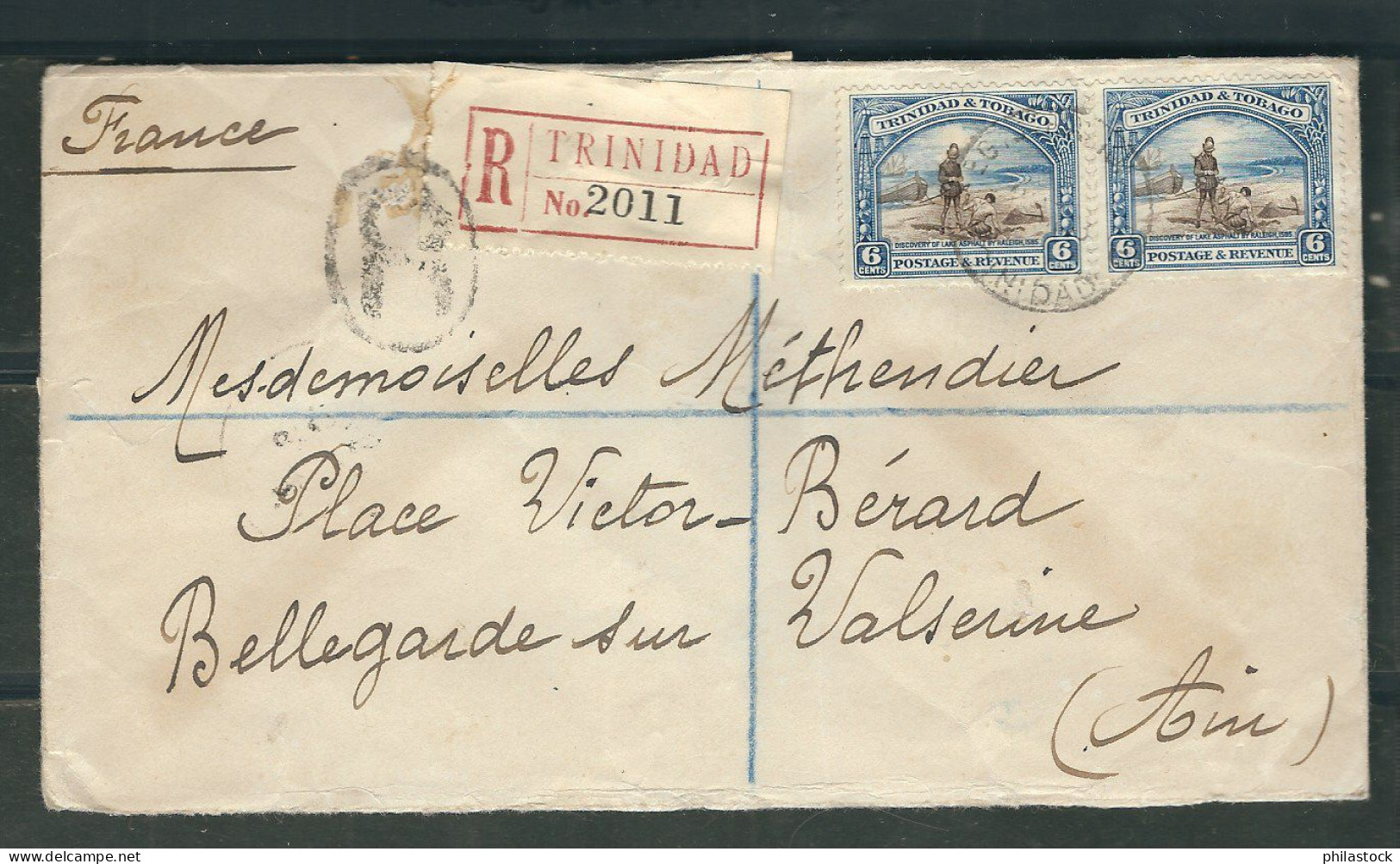 TRINITE & TOBAGO 1938  Lettre Recommandée Pour La France - Trinité & Tobago (1962-...)