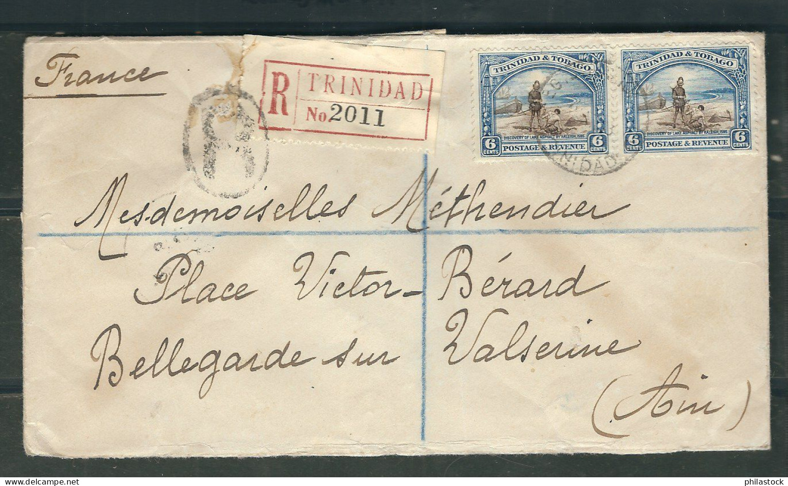 TRINITE & TOBAGO 1938  Lettre Recommandée Pour La France - Trinidad & Tobago (1962-...)