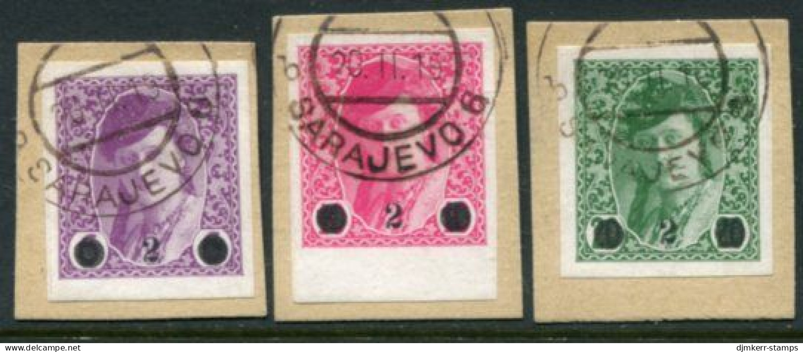 KINGDOM OF SHS 1919 Bosnia Newspaper Stamps Surcharged 2 (H.) Used On Pieces.  Michel 27-29 - Gebruikt