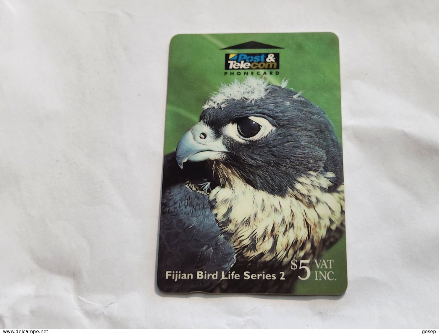 FIGI-(15FJC-FIJ-078)-Peregrine Falcon-(86)(1996)($5)(15F JC14412)-(TIRAGE-18.700)-used Card+1card Prepiad Free - Fidji