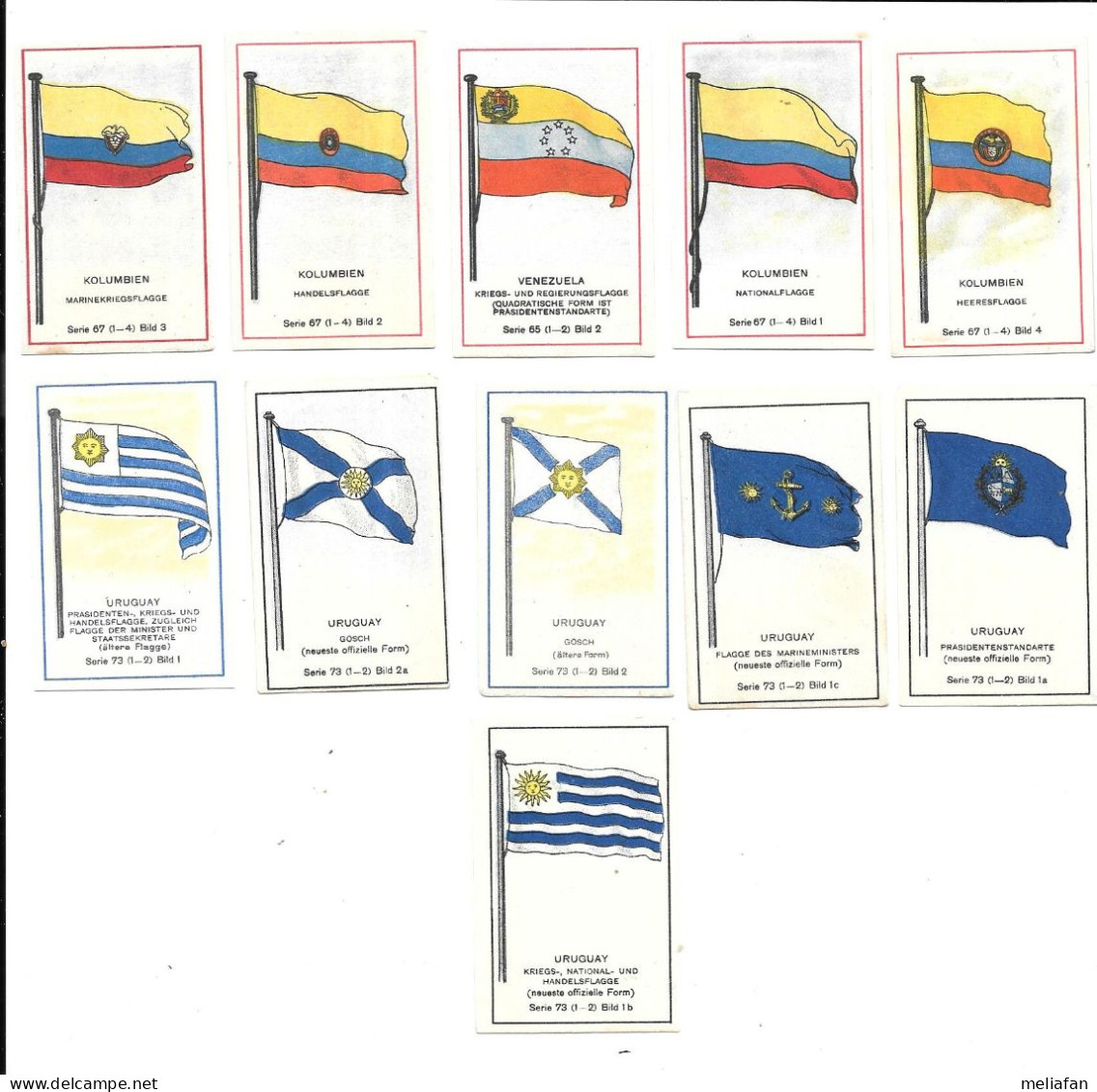 DD18 - VIGNETTES CIGARETTES MASSARY - DRAPEAUX - VENEZUELA - COLOMBIE - URUGUAY - Autres & Non Classés