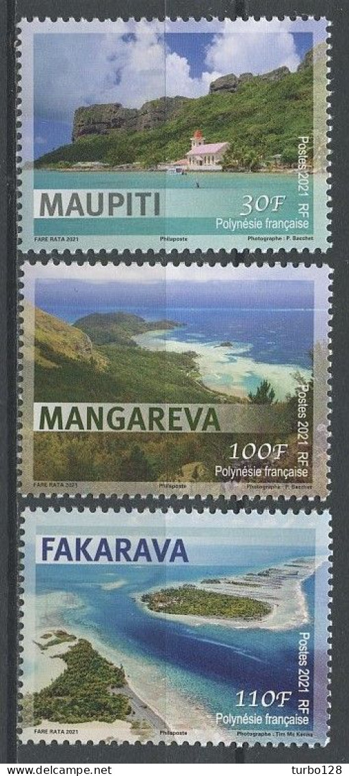 POLYNESIE 2021 N° 1280/1282 ** Neufs MNH Superbes Paysages îles Maupiti Mangareva Fakarava Images - Unused Stamps