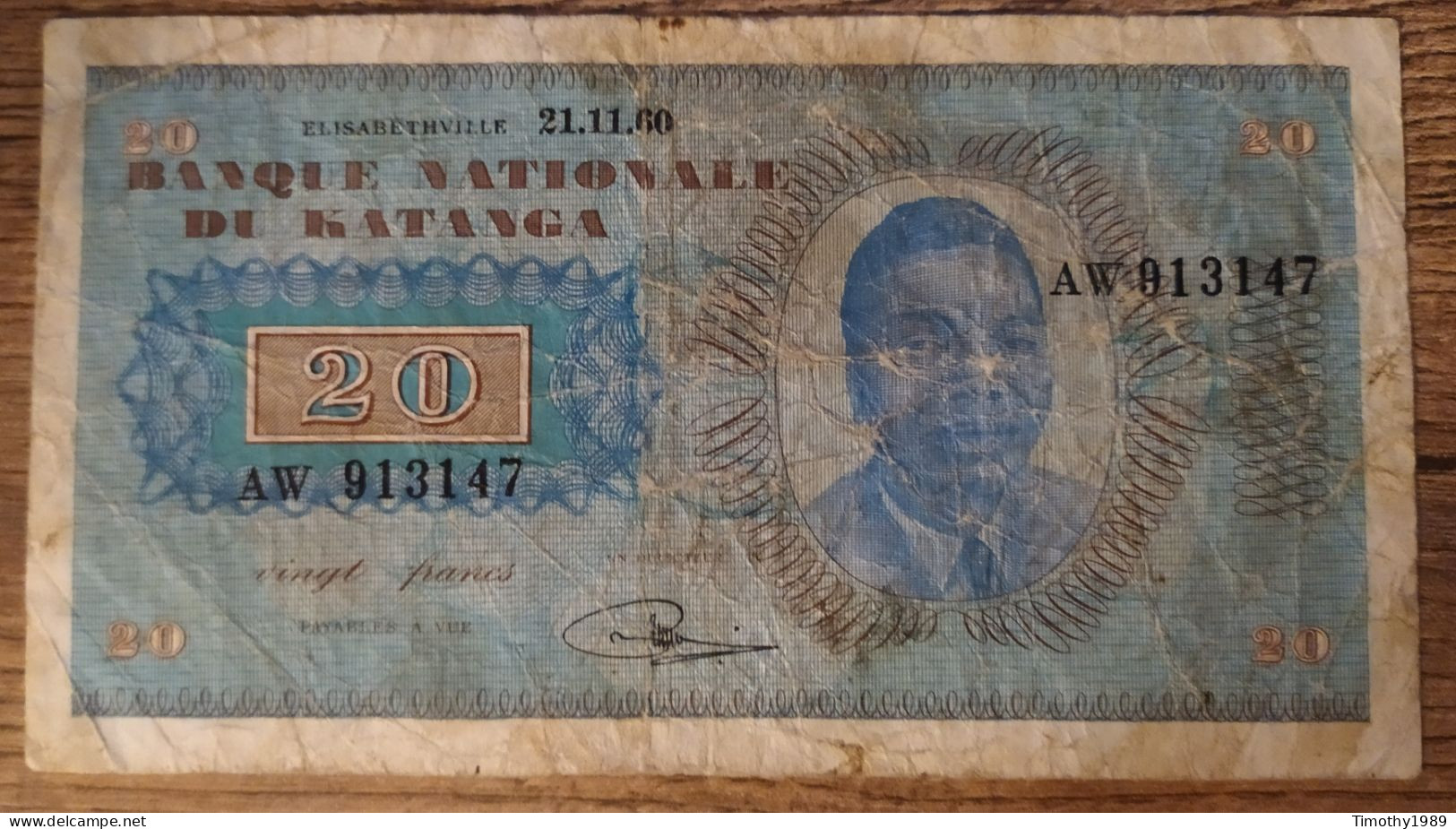 P# 6 - 20 Francs 1960 Katanga (VF-) - Non Classificati
