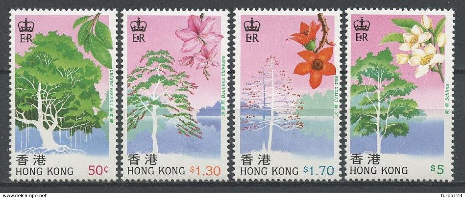 HONG KONG 1988 N° 532/535 ** Neufs MNH Superbes C 7.50 € Flore Arbres Trees Banyan Chinois Bauhinia Arbre à Coton Schima - Ongebruikt