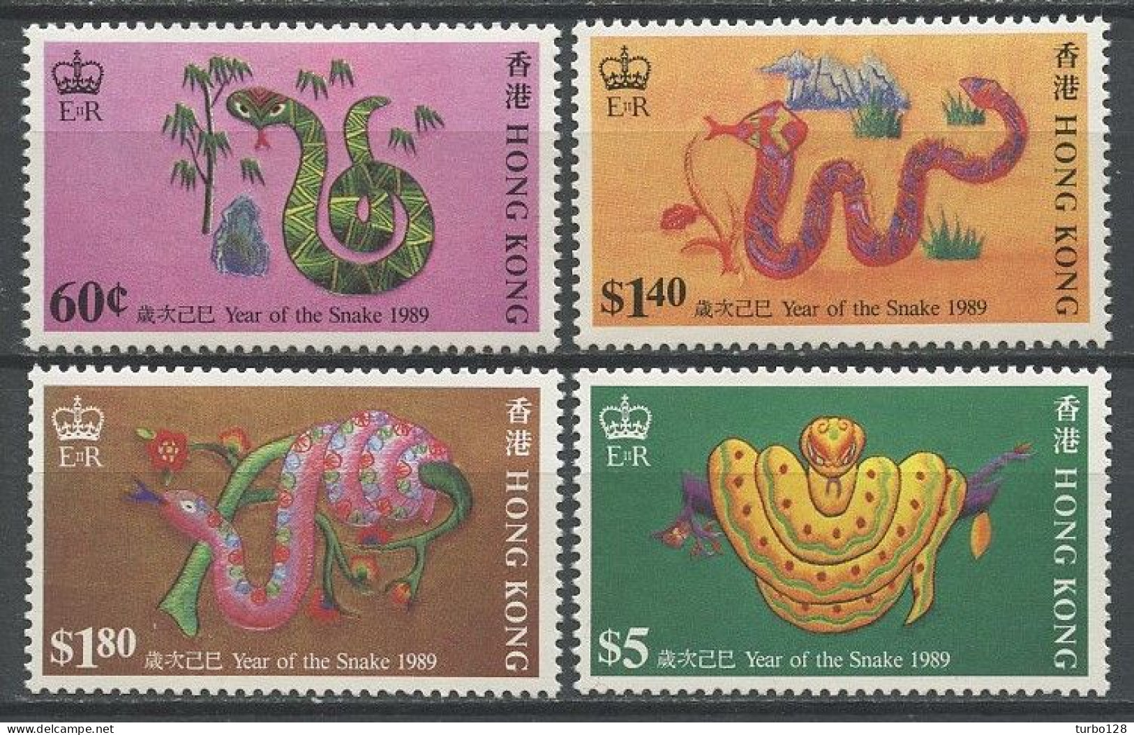 HONG KONG 1989 N° 547/550 ** Neufs MNH Superbes C 13 € Faune Reptiles Nouvel An Année Du Serpent Animaux - Unused Stamps