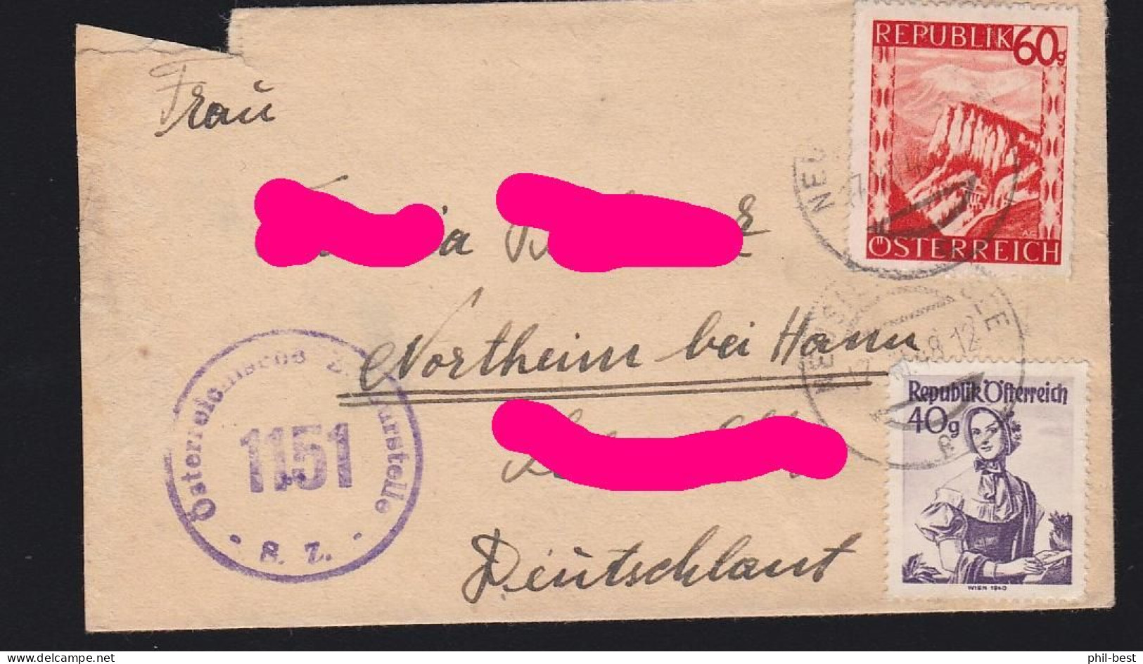 Österreich Zensurstelle Brief Mit 846, 901 Nach NORTHEIM #H157 - Briefe