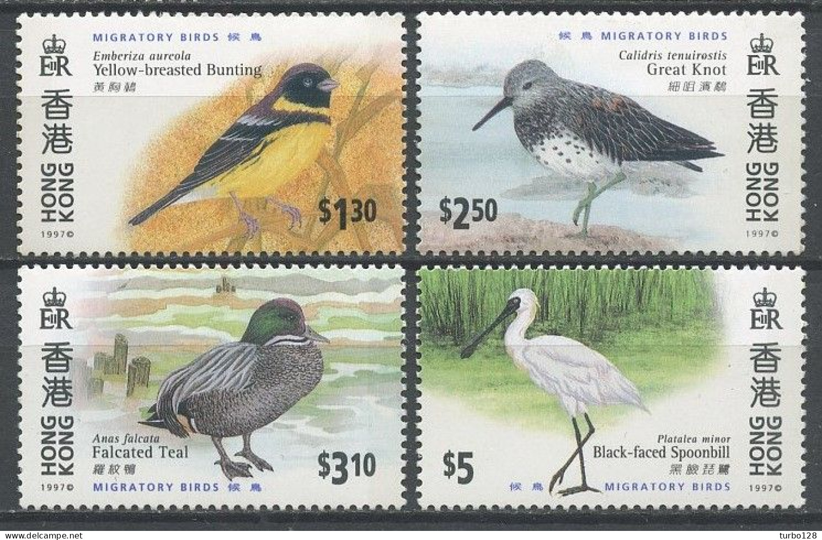 HONG KONG 1997 N° 814/817 ** Neufs MNH  Superbes  C 5 €   Faune Oiseaux Birds Yellow Breasfted Bunting Animaux - Nuovi