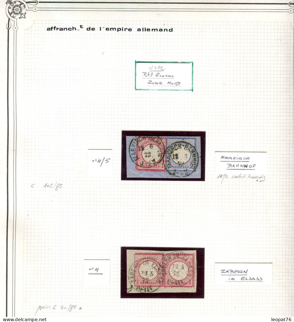 Oblitérations De 1872 Sur 2 Fragments ( Markirch Et Zabern )  Sur 1 Feuille De Collection - Réf Als 1 - Used Stamps