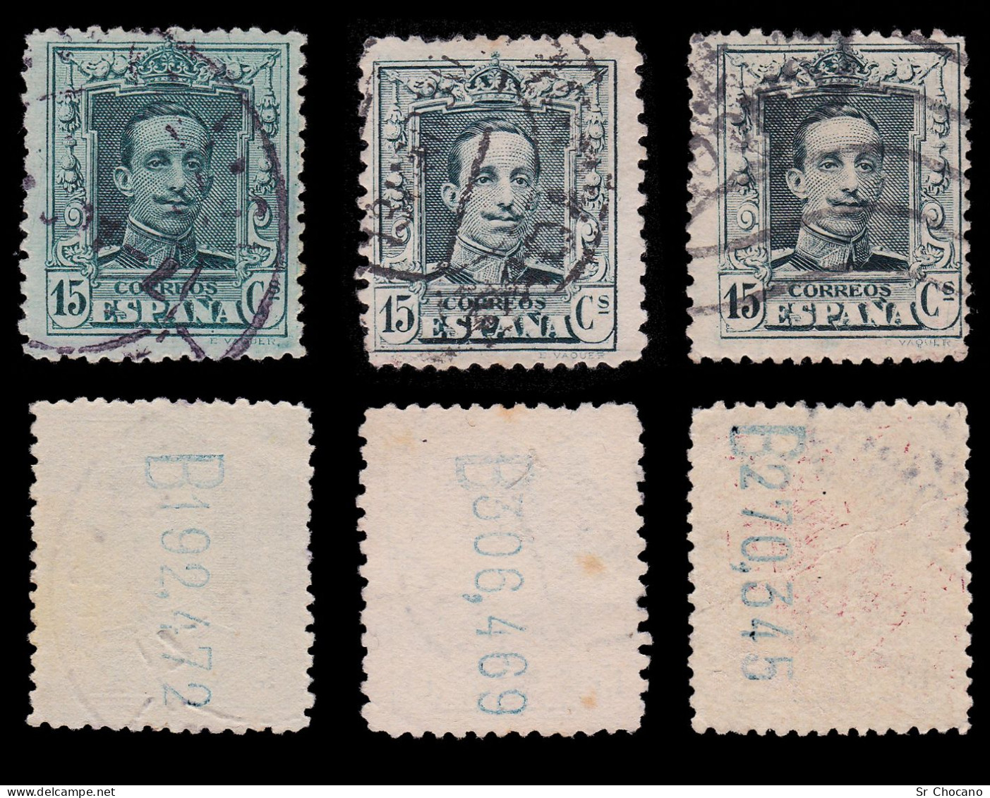 España.ALFONSO XIII.1922-30.Completa.Matasello.Edifil 310-317A - Usados