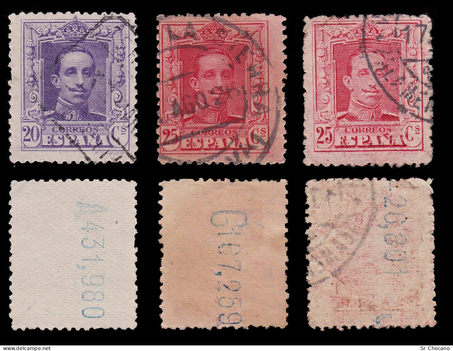 España.ALFONSO XIII.1922-30.Completa.Matasello.Edifil 310-317A - Usados