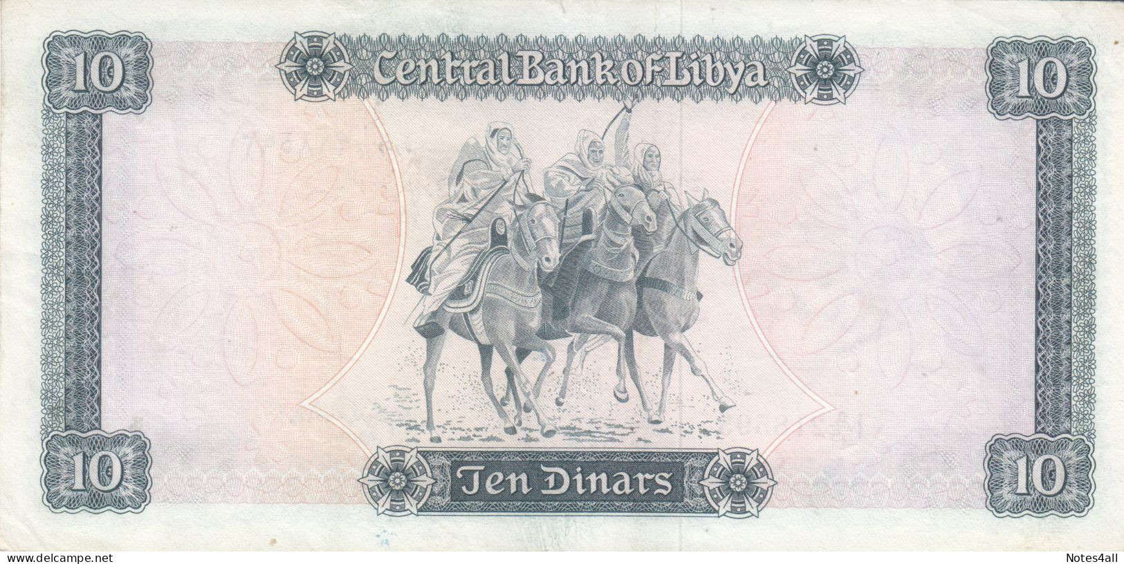 LIBYA 10 DINAR 1972 P-37b SIG/SHERLALA VF SERIES 55 218593 - Libië