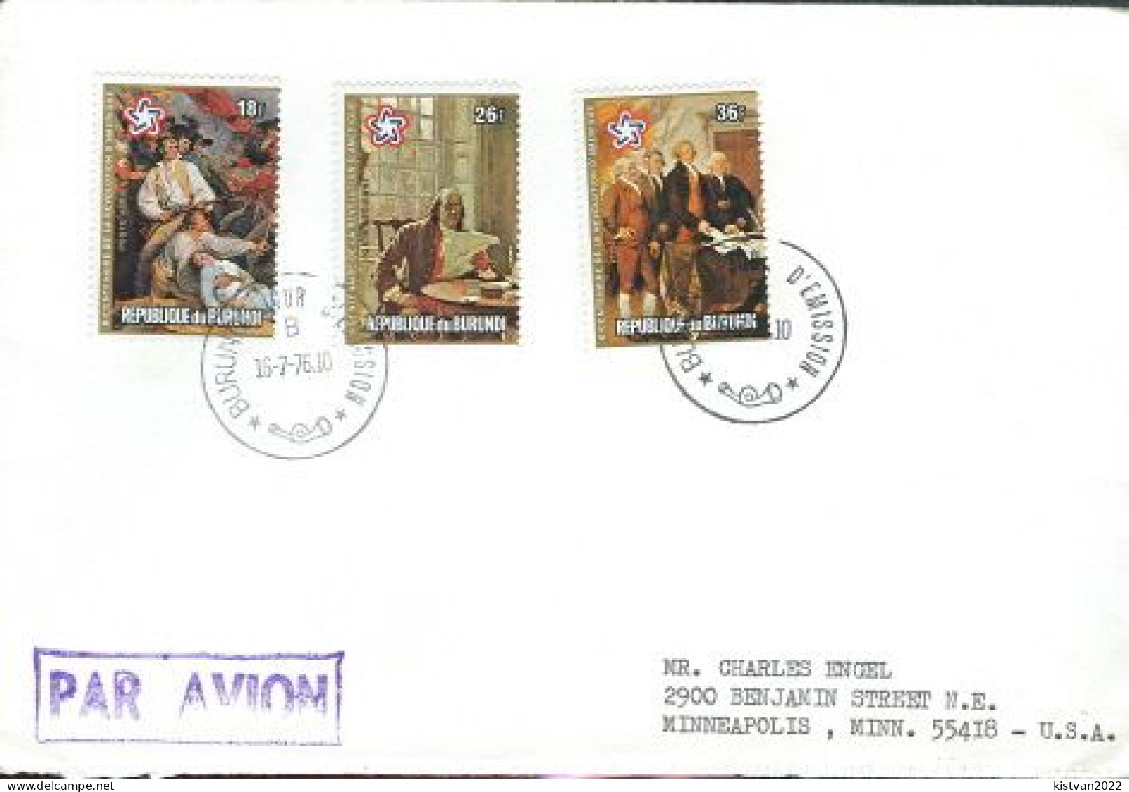 Postal History: Burundi Cover - Us Independence