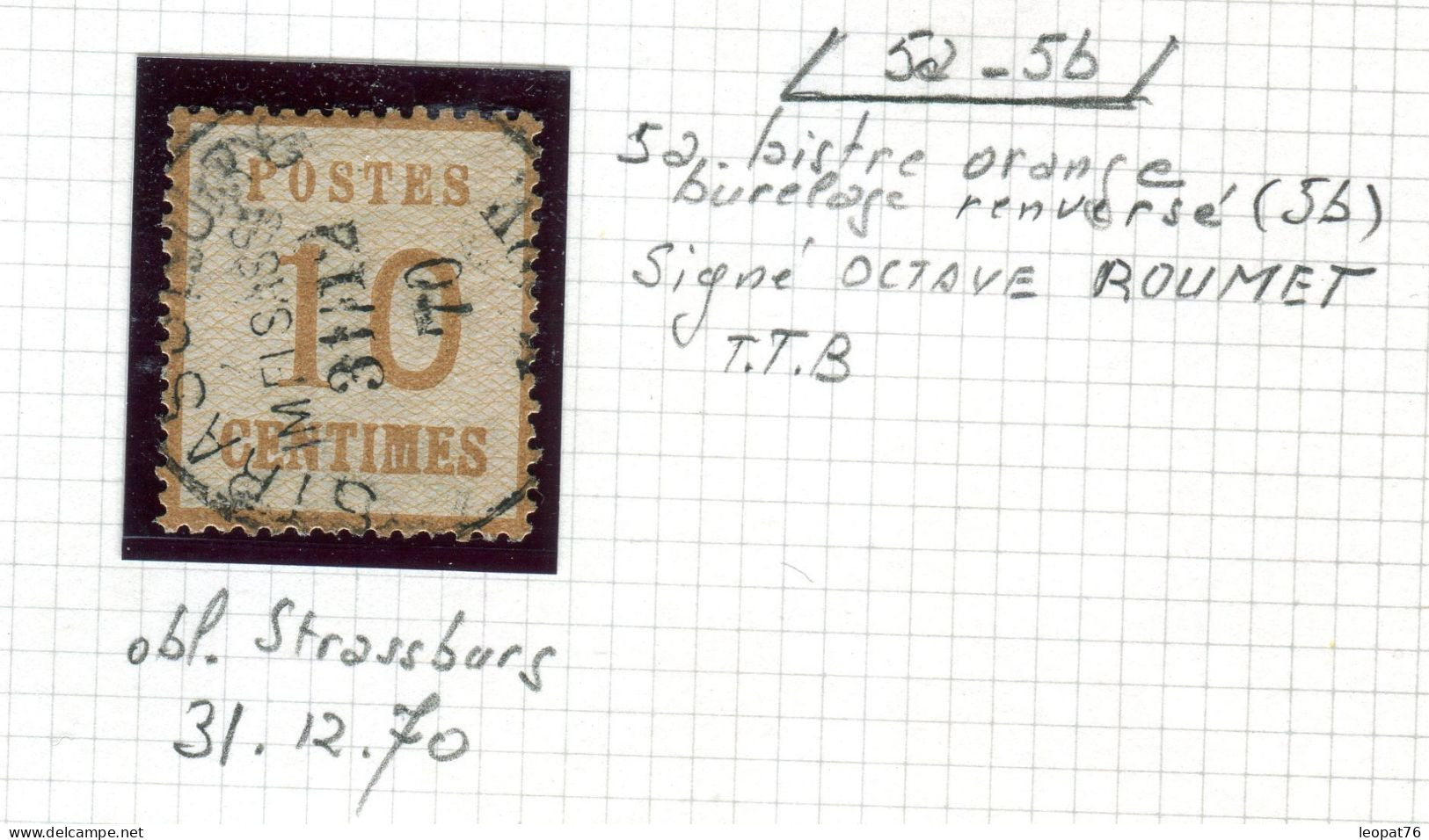 Alsace Lorraine -N° 5ab Bistre Orange Avec Burelage Renversé - Signé Roumet - Réf Als 9 - Used Stamps