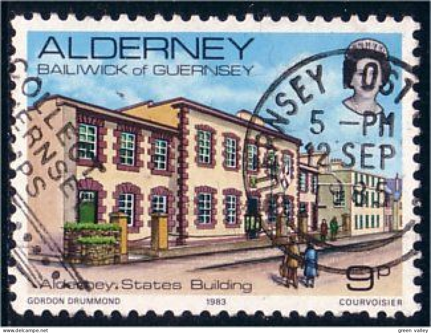 122 Alderney State's Building Very Nice Cancel (ALD-3) - Alderney