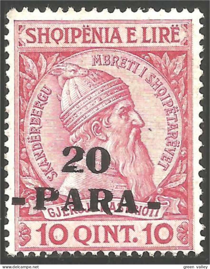 120 Albanie 1914 Skanderberg 20 Paras Surcharge MH * Neuf (ALB-190) - Albanie