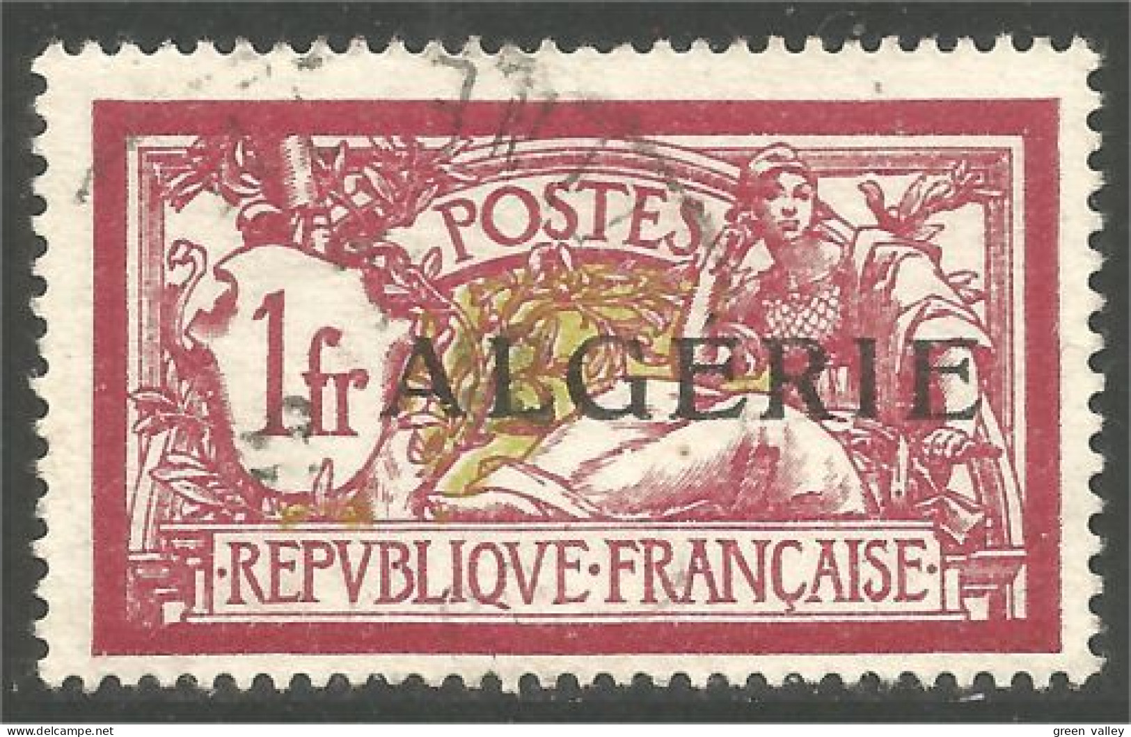 124 Algerie 1924 1fr Lie De Vin Olive (ALG-197) - Oblitérés