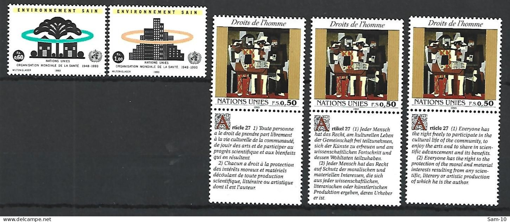 Timbre De Nation Unies Genève En Neuf ** N  247/248/249/250/251 - Unused Stamps