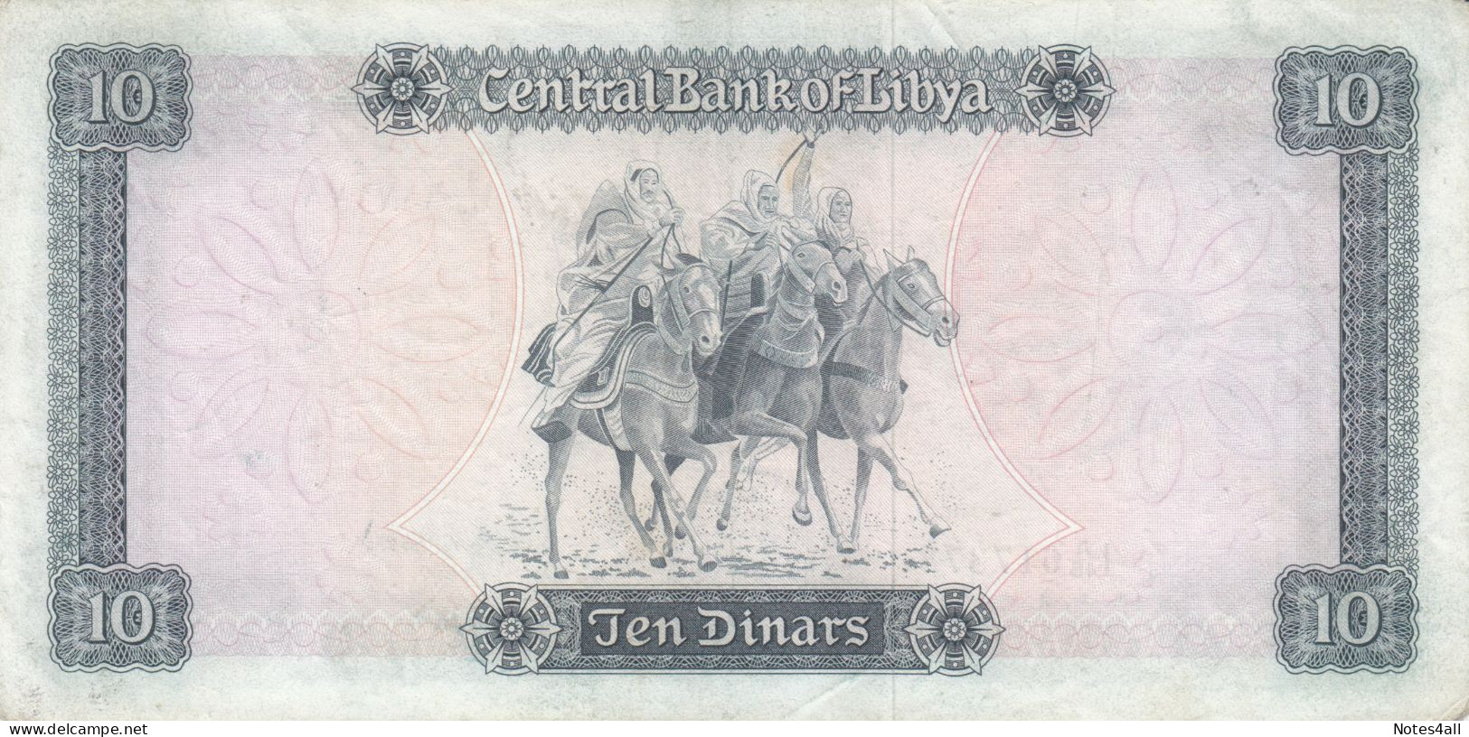 LIBYA 10 DINAR 1972 P-37b SIG/SHERLALA VF SERIES 45 - Libyen