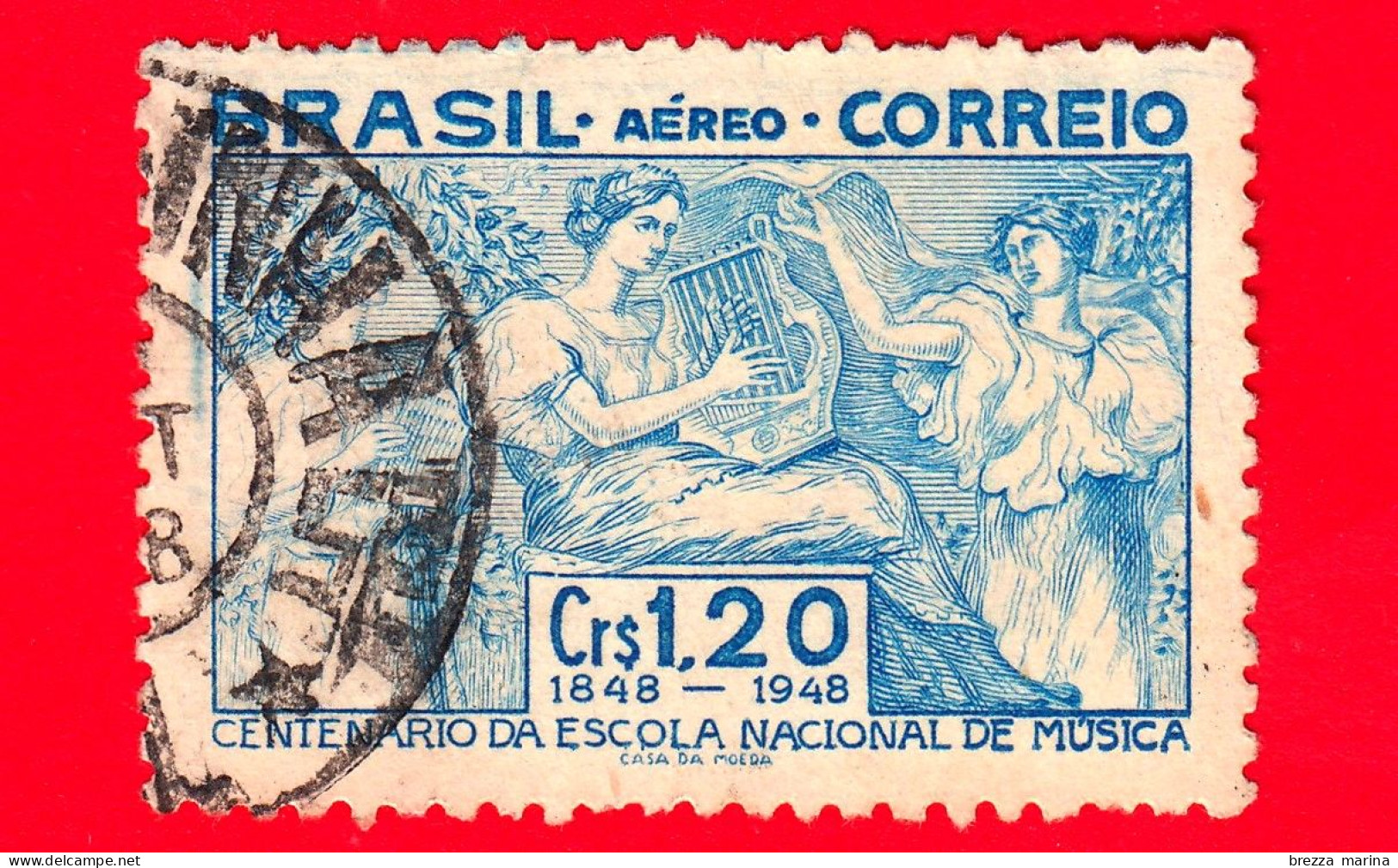 BRASILE - Usato - 1948 - 100 Anni Della Scuola Nazionale Di Musica - 1.20 - Gebraucht
