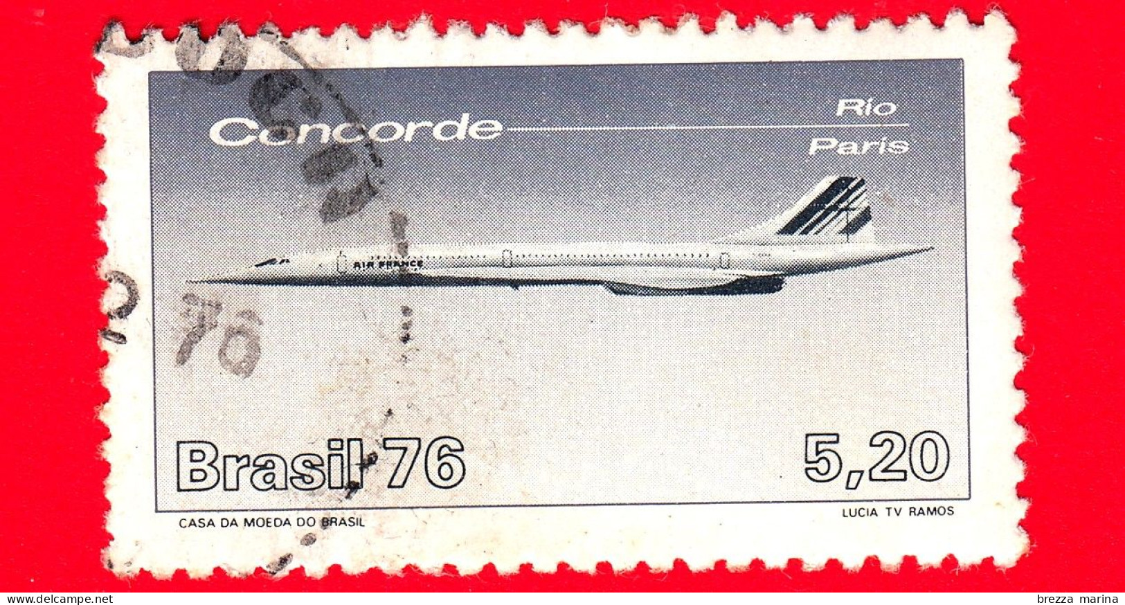 BRASILE - Usato - 1976 - Aerei - Primo Volo Commerciale Del Concorde Verso Il Brasile - 5.20 - Used Stamps