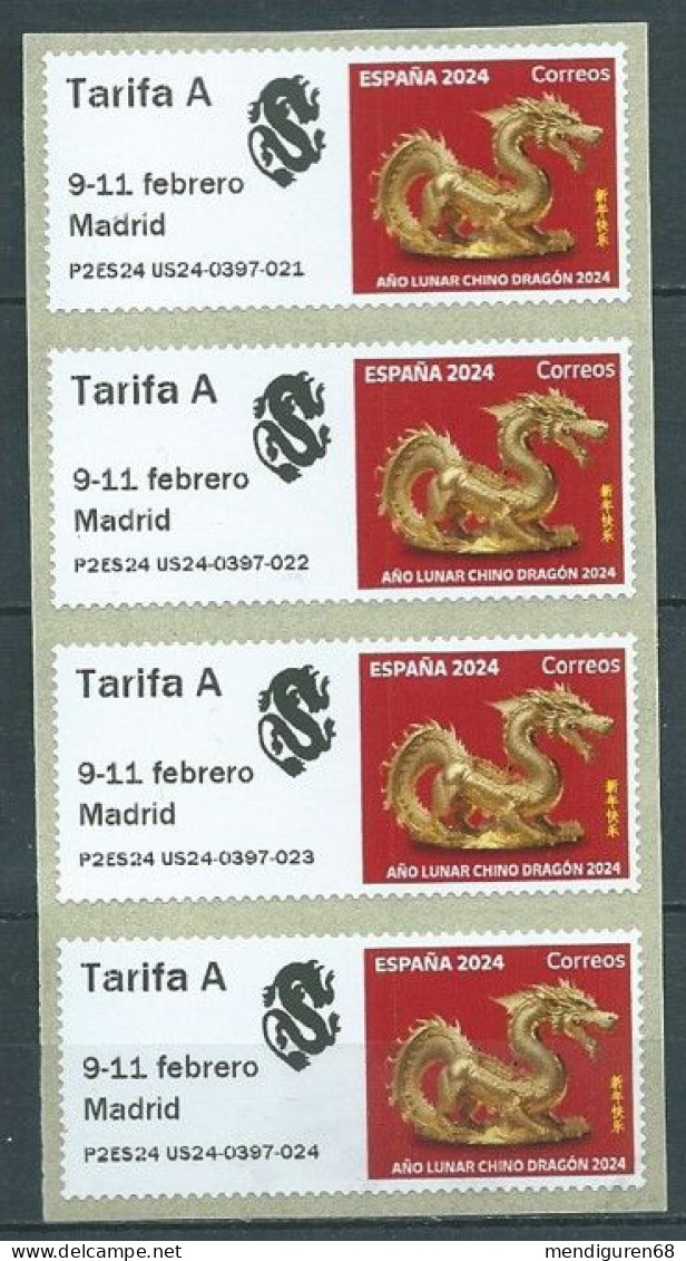 ESPAGNE SPANIEN SPAIN ESPAÑA 2024 ATM CHINESE LUNAR NEW YEAR DRAGON AÑO DEL DRAGÓN PHILATELIC POINT 4V MNH - Servizi