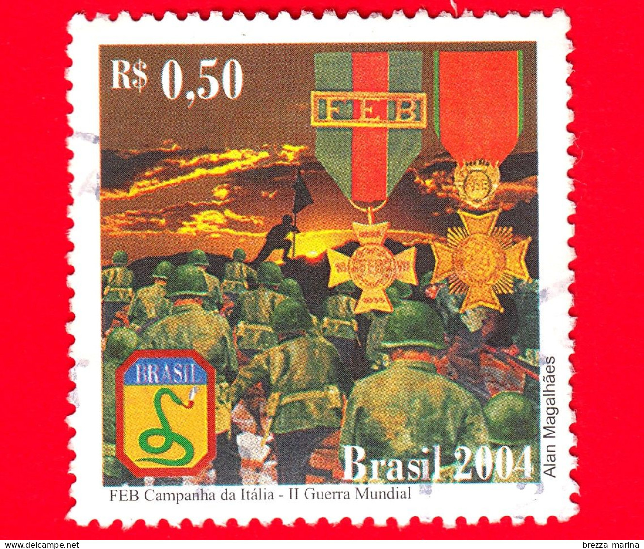 BRASILE - Usato - 2004 - Brasile Nella II Guerra Mondiale -Esercito - FEB - Battaglia Di Monte Castello - Italia - 0.50 - Used Stamps