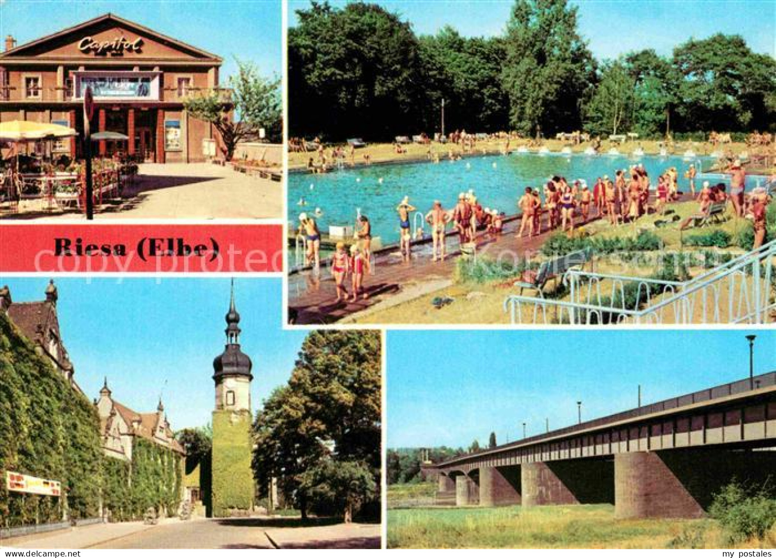 72688075 Riesa Sachsen Filmtheater Capitol Freibad Rathaus Neue Elbbruecke Riesa - Riesa