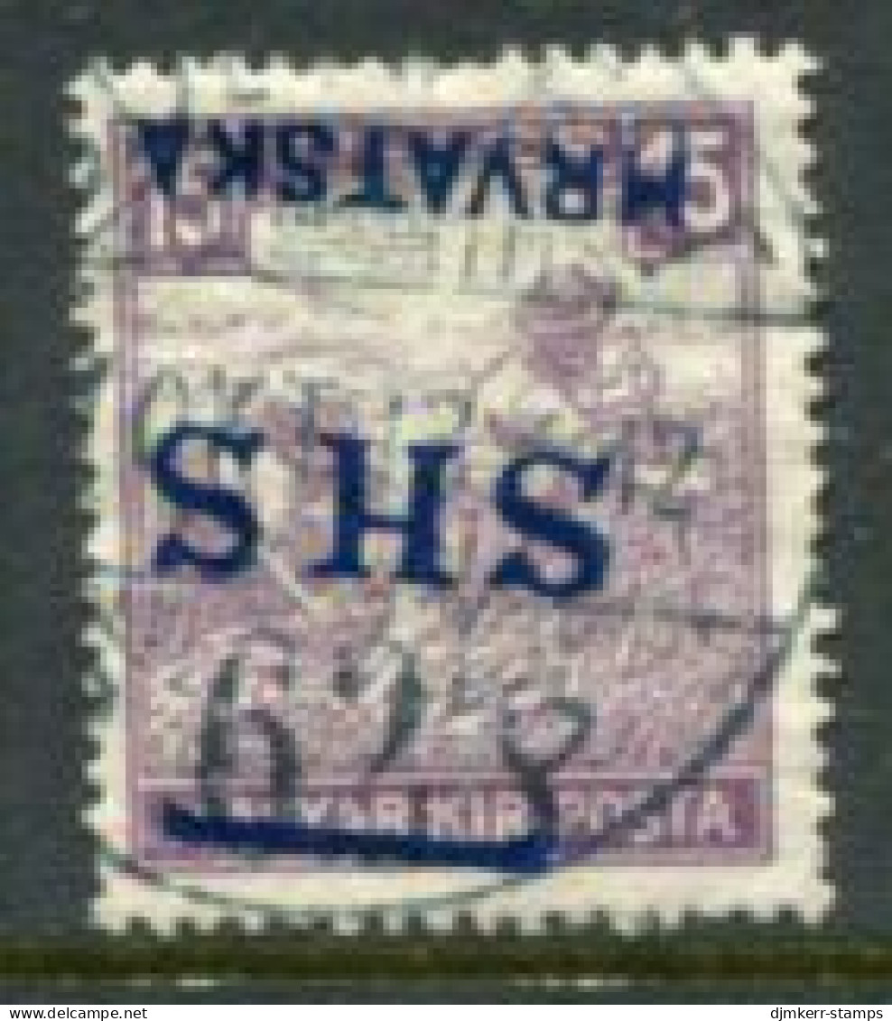 KINGDOM OF SHS 1918 Overprint Inverted On Hungary 15f Harvesters White Numerals Used. Michel 63 - Gebruikt