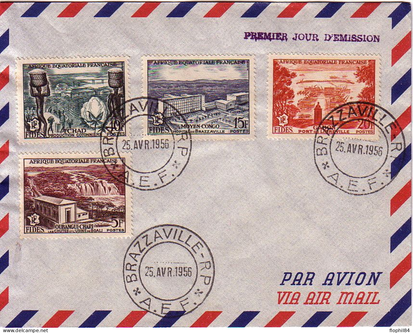 CONGO - BRAZZAVILLE - AEF - 25 AVRIL 1956 - 1ER JOUR D'EMISSION. - Covers & Documents