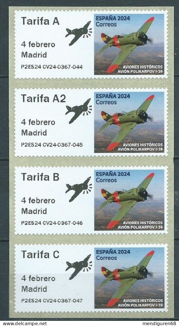 ESPAGNE SPANIEN SPAIN ESPAÑA 2024 ATM HISTORIC AIRPLANES. POLIKARPOV I-16 MADRID PHLILATELIC POINT 4V MNH - Servizi