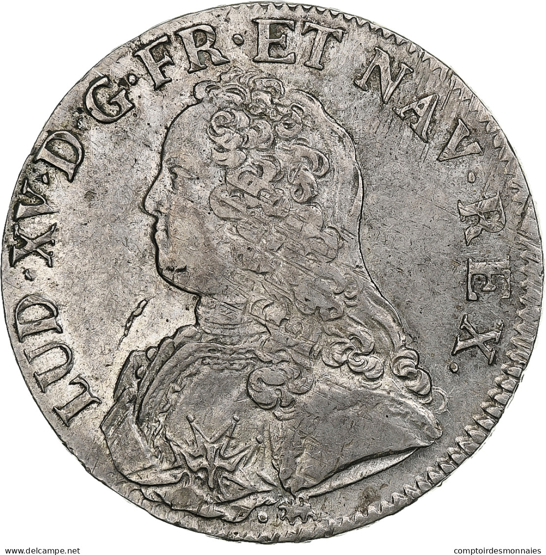 France, Louis XV, Ecu Aux Branches D'olivier, 1732, La Rochelle, H/A, Argent - 1715-1774 Luis XV El Bien Amado