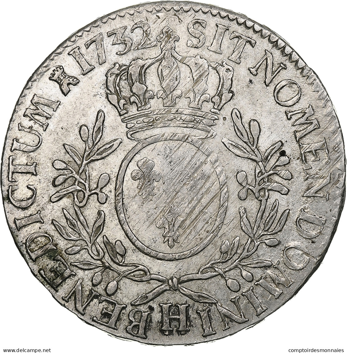 France, Louis XV, Ecu Aux Branches D'olivier, 1732, La Rochelle, H/A, Argent - 1715-1774 Luis XV El Bien Amado