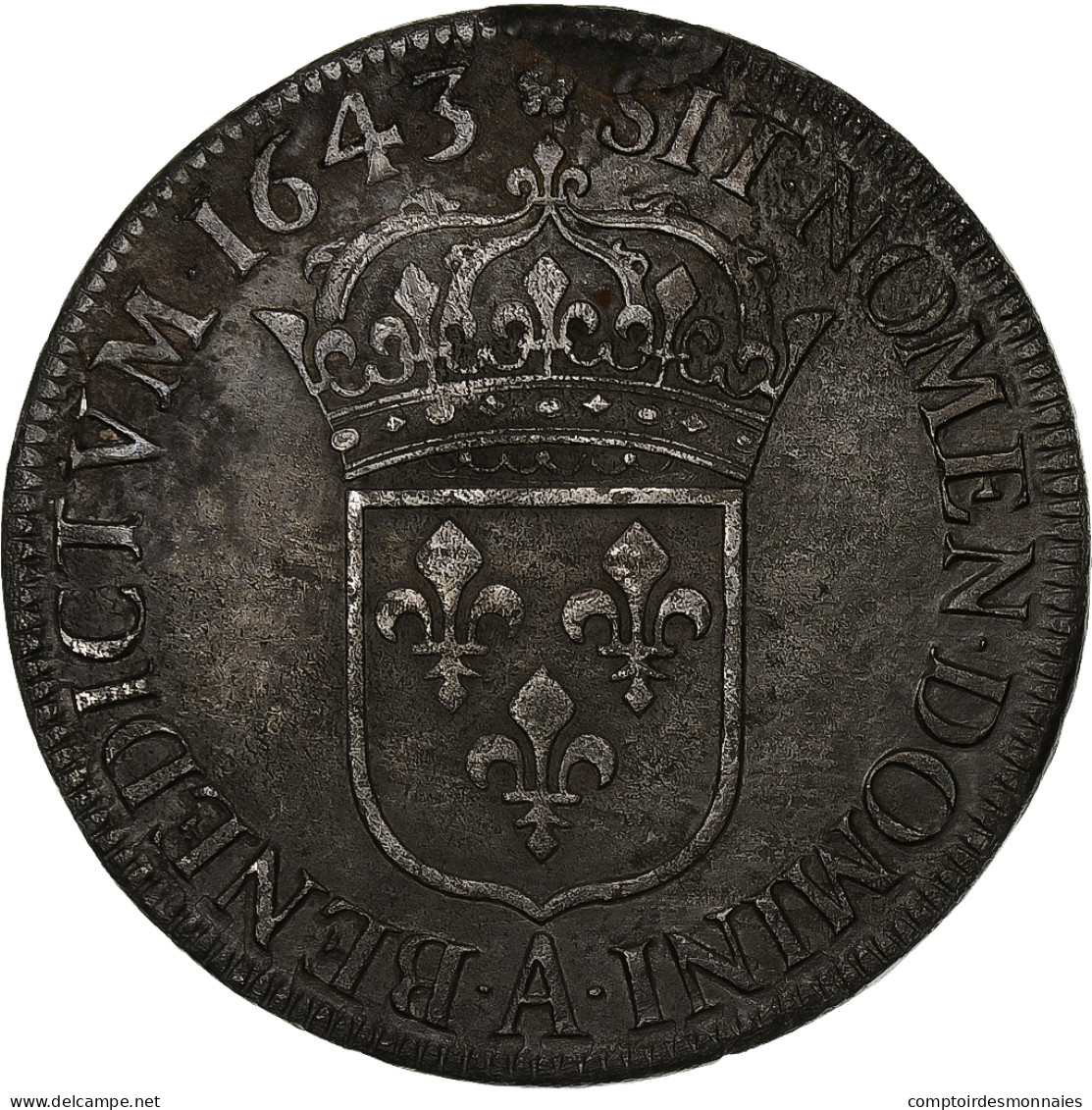 France, Louis XIV, Écu à La Mèche Courte, 1643, Paris, Argent, TTB - 1643-1715 Louis XIV The Great