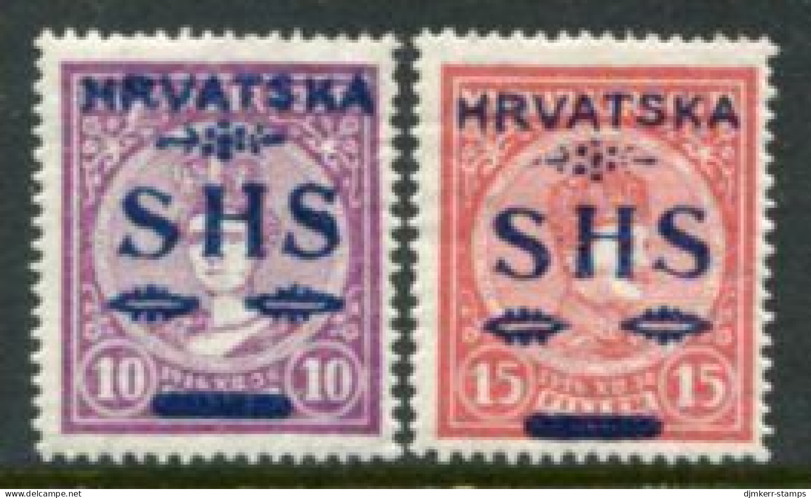 YUGOSLAVIA 1918 SHS Hrvatska Overprint On Hungary  Coronation Set Of 2 LHM / *.   Michel 64-65 - Neufs