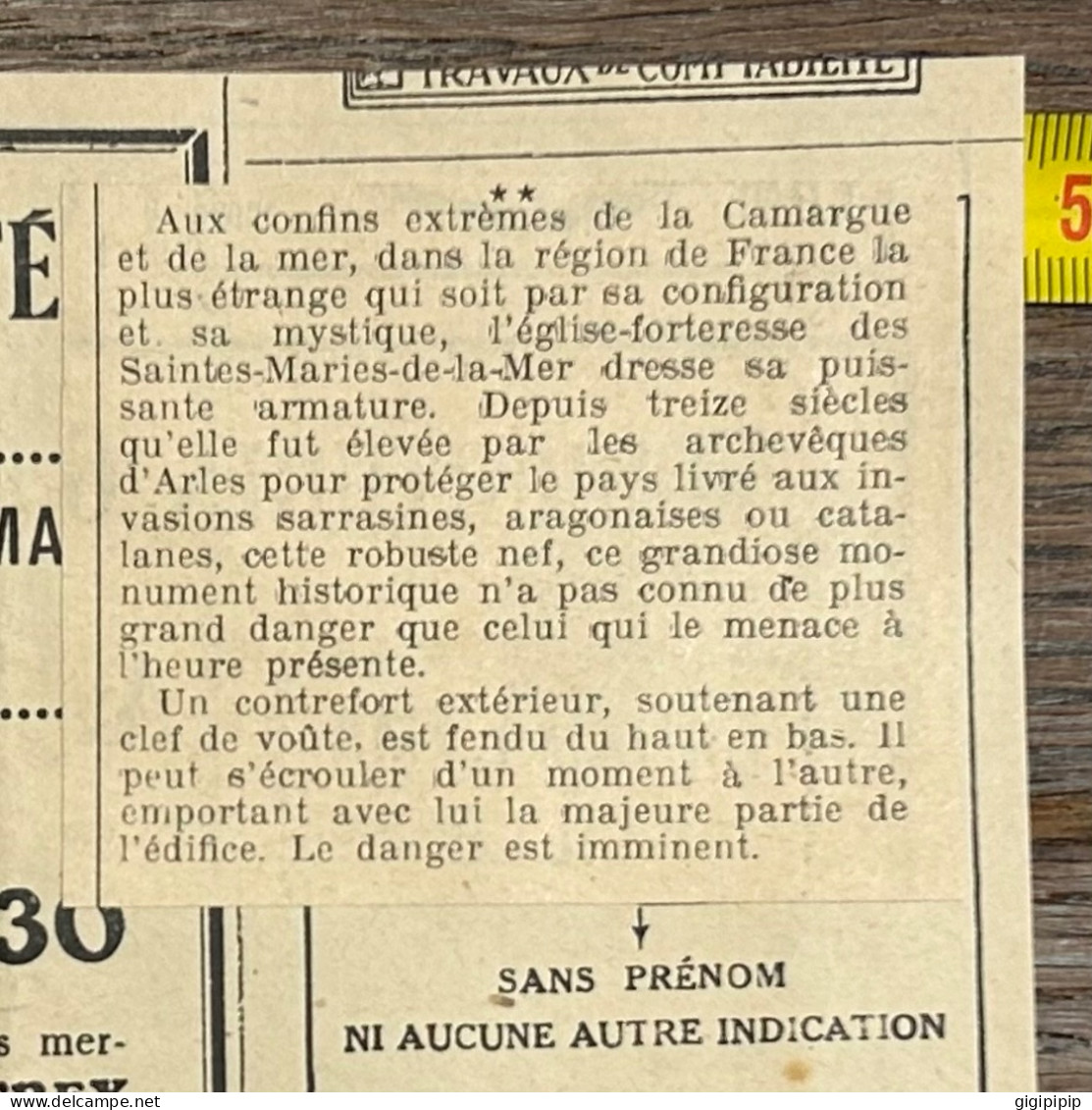 1930 GHI2 L'EGLISE DES SAINTES-MARIES-DE-LA-MER QUI MENACE DE S'EFFONDRER Camargue - Collections