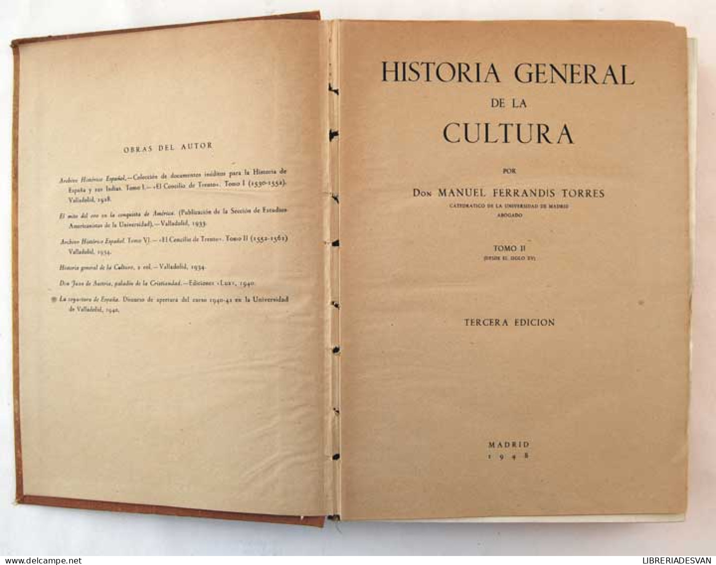 Historia General De La Cultura. Tomo II (Desde El Siglo XV) - Manuel Ferrandis Torres - Geschiedenis & Kunst