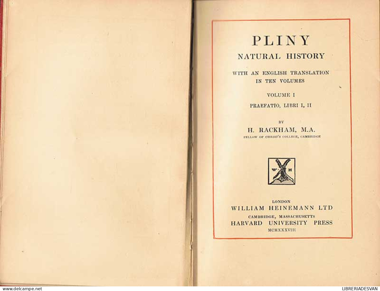 Pliny. Natural History. Vol. I. Praefatio, Libri I, II - Histoire Et Art