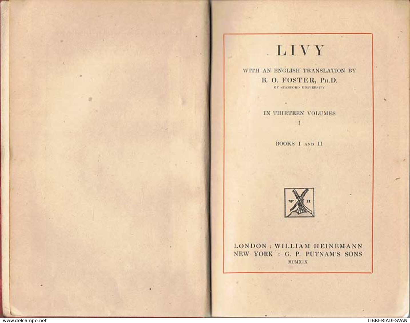 Livy. Vol. 1. Books I And II - Histoire Et Art