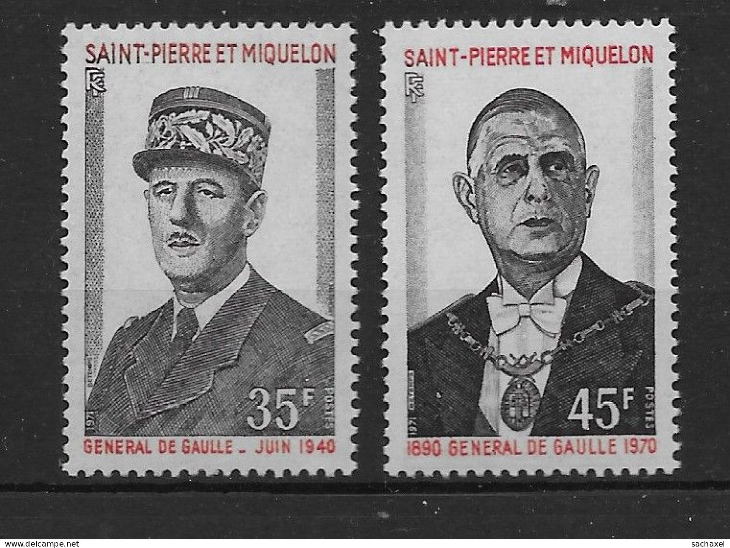 1971 Saint Pierre Et Miquelon N°419 Et 420  Nf** MNH. Anniversaire De La Mort Du Général De Gaulle - Unused Stamps