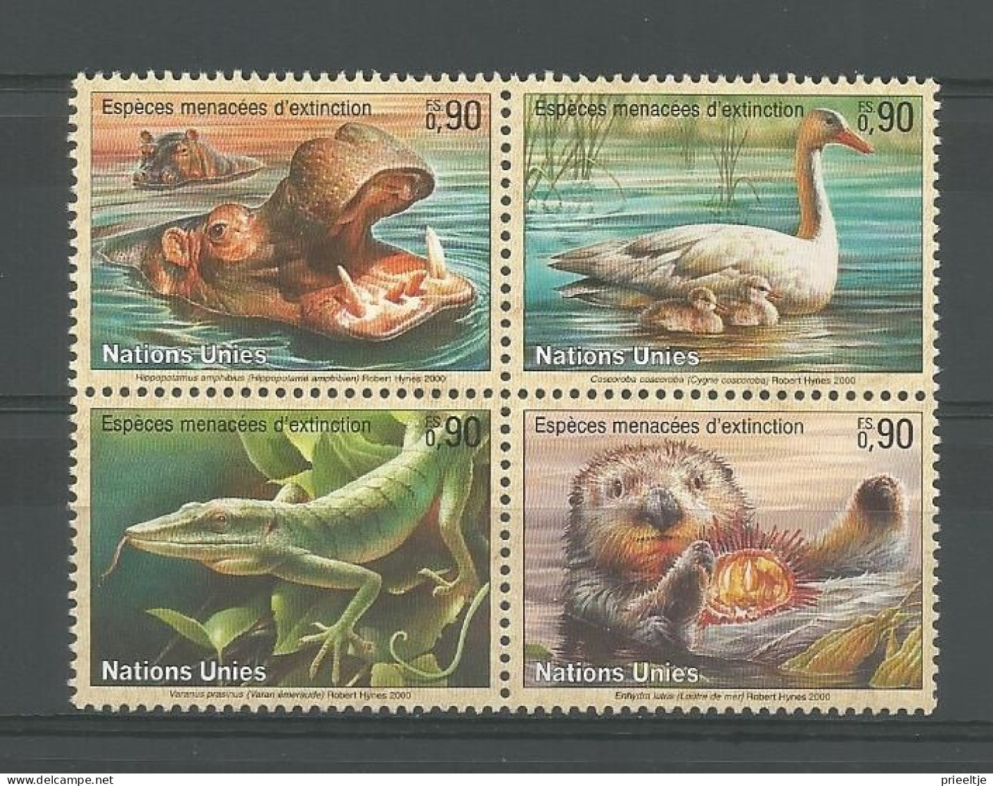 United Nations G. 2000 Fauna 4-block  Y.T. 401/404 ** - Unused Stamps
