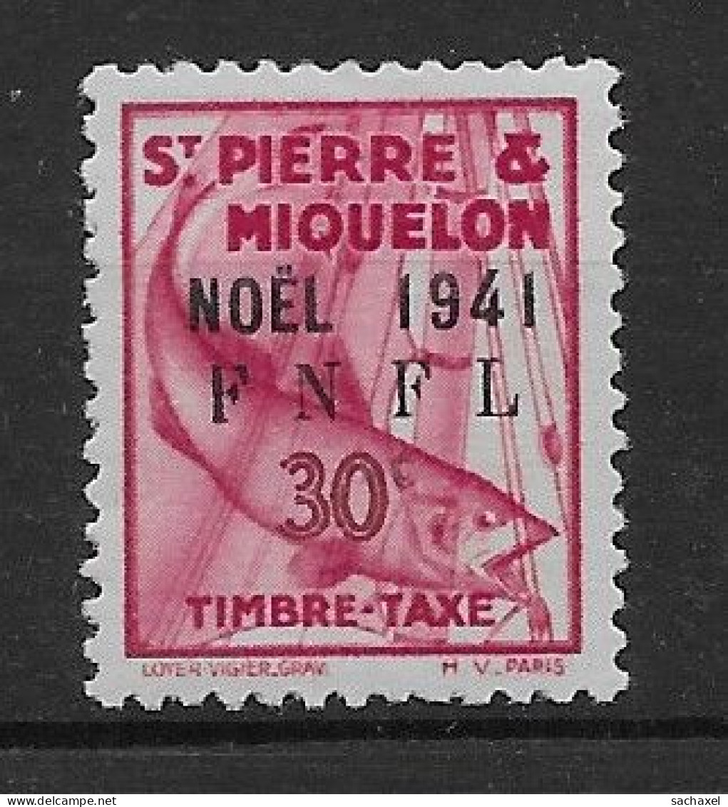 1941 Saint Pierre Et Miquelon N° Tx 46  Nf*  MLH. Timbre-taxe . Noël 1941 F.N.F.L. - Postage Due