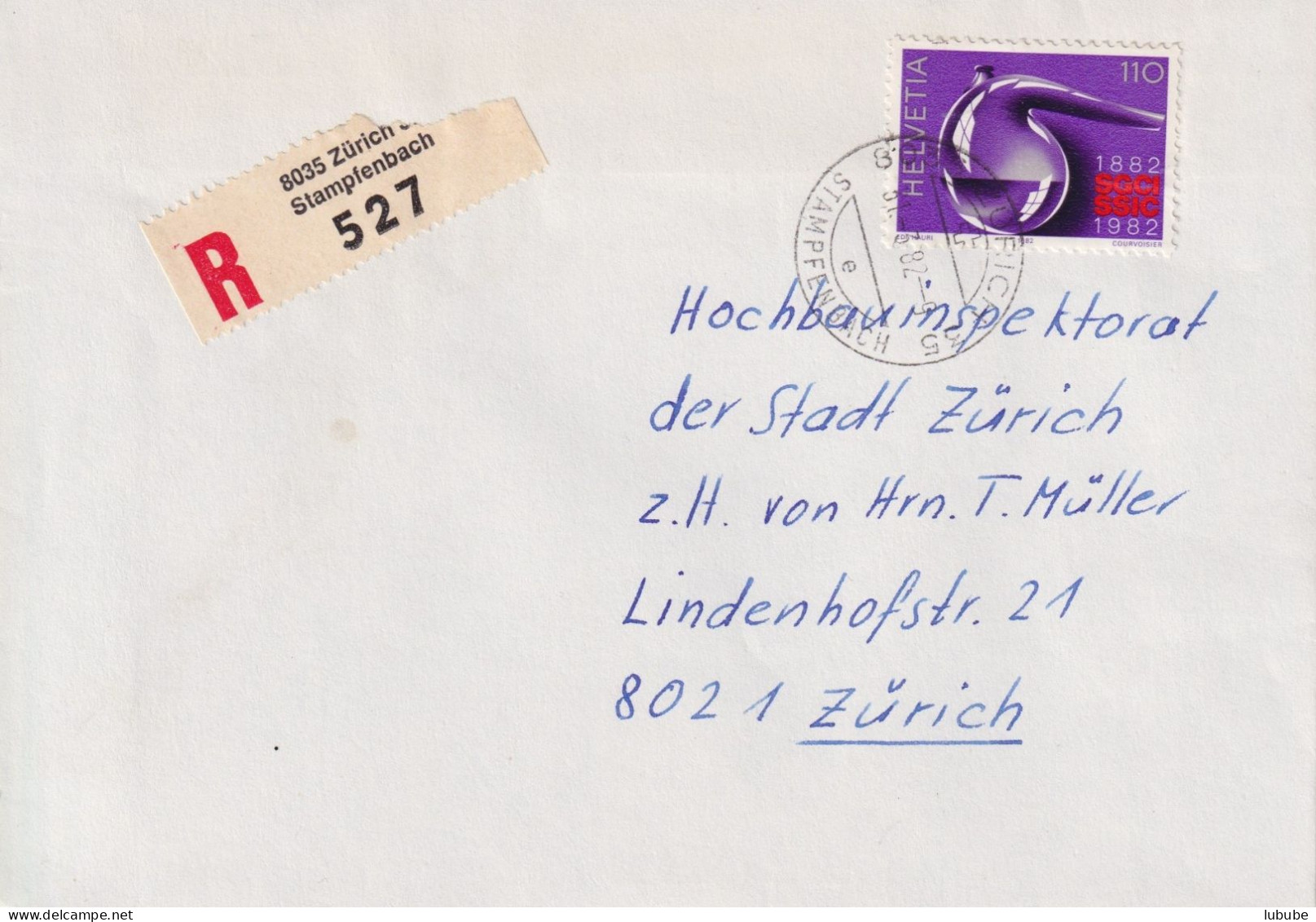 R Brief  Zürich Stampfenbach - Zürich        1982 - Storia Postale